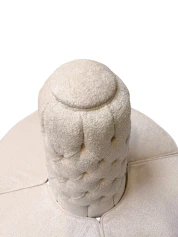 Hollywood Regency Round Banquet Settee Tufted Lobby Sofa in Bouclé, 1980s